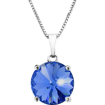 Módní doplněk JSB bijoux s.r.o. Stříbrný náhrdelník s přívěskem samostatné rivoli Swarovski Sapphire (Stříbro 925/1000)