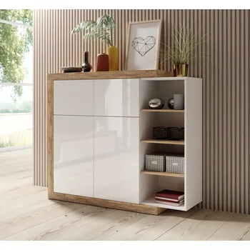 Komoda Vysoká komoda Sintra 3 - dub samdal / bílá