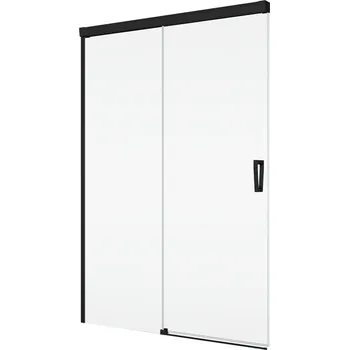 Ronal Bathrooms (Sanswiss) Jednodílné posuvné dveře Ronal Cadura s pevnou stěnou v rovině - pevný díl vlevo 1300 x 2000 mm, černá matná/sklo čiré