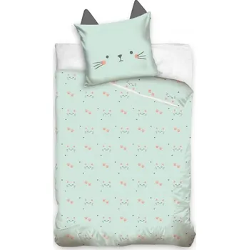 Bytový textil CARBOTEX Bavlněné povlečení s oušky KOČIČKA, 140/200+70/80, NL201077
