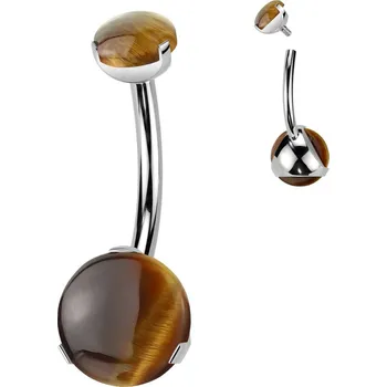 Piercing Šperky4U Piercing do pupíku - TITAN, Tygří oko - TIT1367