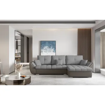 Sedací souprava Rozkládací rohová sedačka MANILA šedá / tmavě šedá