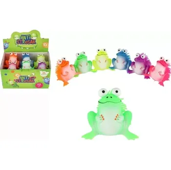 Figurka Teddies Žába antistresová mačkací silikon 8 x 9 cm 6 barev 12 ks