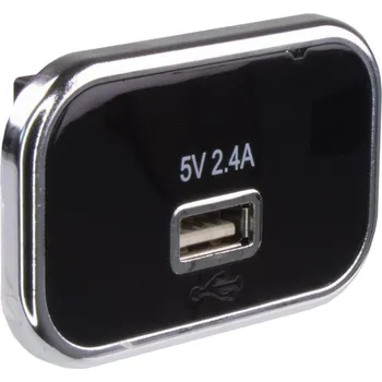 USB 2,4A zásuvka 12/24V, chromový rámeček
