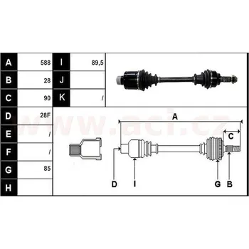 přední poloosa AVORD délka 588mm, 28 drážek u kola, 28 drážek u převodovky MAN, bez ABS kroužku, P, repasovaný originál (+vratn