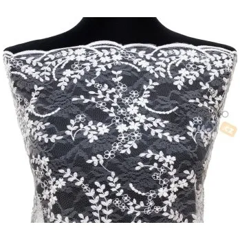 Metráž - Krajka BÍLÁ LZ92361001 - látka na svatební a společenské šaty - Bílá, 130 cm