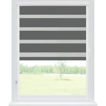 Roleta Dekodum Roleta den a noc v bílé kazetě zatemňovací, barva látky Grafitová Šířka (cm): 101, Výška (cm): Standardní (do 150 cm), Strana mechanismu: Práva