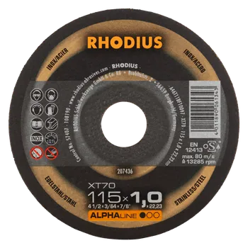 Řezný kotouč RHODIUS Extra tenký řezný kotouč XT70 10 ks BOX 115 x 1,0 x 22,23 ALPHAline