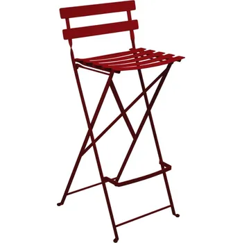 Červená kovová skládací barová židle Fermob Bistro