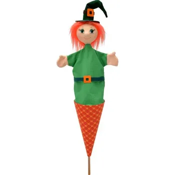 plyšák Čarodějnice zelená 60 cm 3v1, kornoutový maňásek