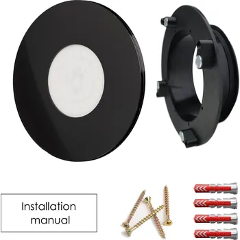 Ventil Plastový ventil se světlem - kruh, černý mat Barva světla: 6500K - studená