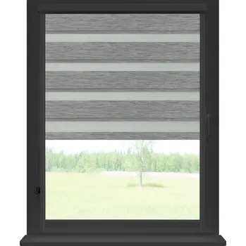 Roleta Dekodum Roleta den a noc v antracitové kazetě zatemňovací, barva látky Stříbrná Šířka (cm): 102, Výška (cm): Standardní (do 150 cm), Strana mechanismu: Levá