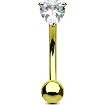 Piercing Šperky4U Zlacený piercing do obočí - zirkon, čirá barva - OB1003-GDC