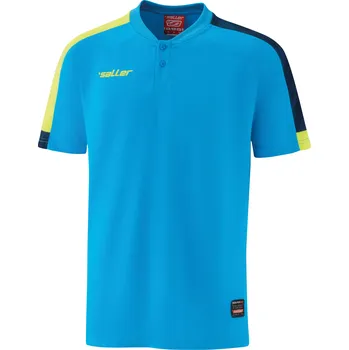 Saller SQUAD50 Polokošile BARVA: 144 světle modrá-tmavě modrá-neon žlutá, Velikost: XS Lehká sportovní polo košile S.Dry-Tech