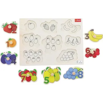 TREFL Dřevěná vkládačka Ovoce s čísly