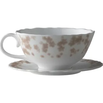 Růžový hrnek na čaj s podšálkem 30 cl kolekce Slåpeblom - Wik & Walsøe