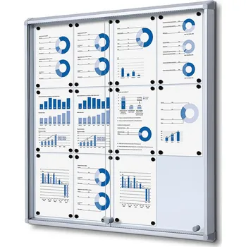 Kancelářský nábytek Interiérová vitrína 12xA4, posuvné dveře, metalová záda
