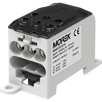 Distribuční blok OJL 200A, vstup 1xAl/Cu70mm2, výstup 6x16mm2 šedý