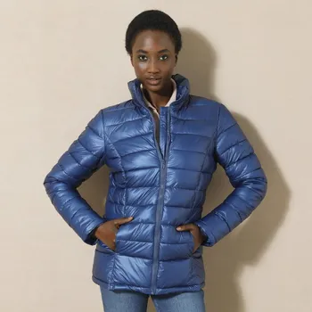 Nepromokavá prošívaná bunda na zip, s metalickým efektem nám. modrá 42