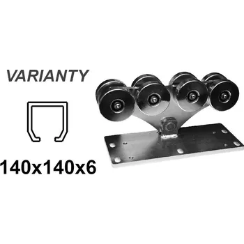 CAIS Vozík pro C-profil 140x140x6mm, 8 válečků, odsazený, pro posuvné brány na svahu SPEED LK