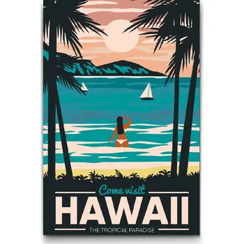 Malování podle čísel - Hawaii, Spojené státy Velikost: 40x60cm, Rámování: Pouze srolované plátno