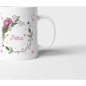 Hrnek se jménem na přání Floral - Tyrkysová