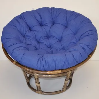 Papasan Ratanový papasan 110 cm hnědý polstr tmavě modrý melír