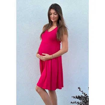 Těhotenské šaty Mama L'amour Letní těhotenské a kojící šaty 3v1 Flores malinové Velikost: L