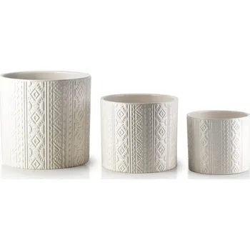 Květináč Sada 3 květináčů Neva VII bílá se vzorem