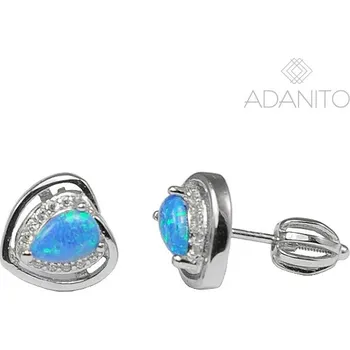 Náušnice Stříbrné opálové náušnice srdíčka na šroubek