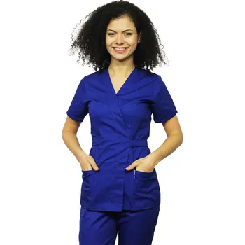 Zdravotnický oděv Modrá zdravotnická halenka - pásek - dámská| drinuniforma.cz