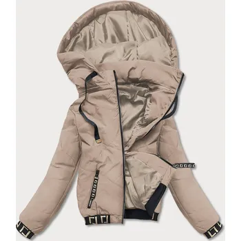 Dámská bunda Béžová dámská bunda "bomber" (B8098-12) odstíny béžové XXL (44)