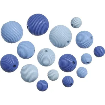 Výtvarná sada Dřevěné korálky mix - modrá 20 ks