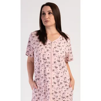 Dámské šaty Dámské domácí šaty s krátkým rukávem Olivia světle lososová 4XL