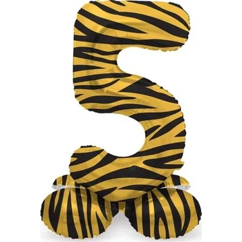 Party dekorace Balónek fóliový číslo 5 samostojné Tygr 72 cm