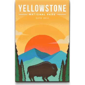 Diamantové malování Diamantové malování - Národní park - Yellowstone Velikost: 40x60cm, Rámování: Pouze srolované plátno, Diamanty: Čtvercové