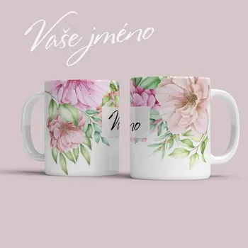 Hrnek Květiny s Vaším jménem - Růžová