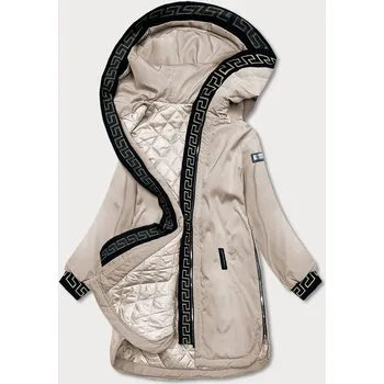 Tmavě béžová dámská bunda s ozdobnou lemovkou (B8150-12) odstíny béžové 50