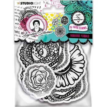 Výtvarná sada Papírové výseky Studio Light "Signature Collection“ (16 ks) – květiny
