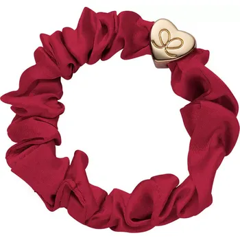 Gold Heart Silk Scrunchie Burgundy
