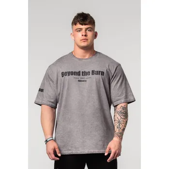 Pánské tričko NEBBIA Washed-off bavlnený heavyweight tričko GRIND šedé M