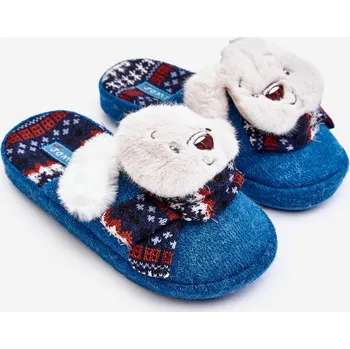 Chlapecké bačkory Dětské pantofle na tlusté podrážce se zajíčky Dasca Barva: Modrá, Velikost: 30