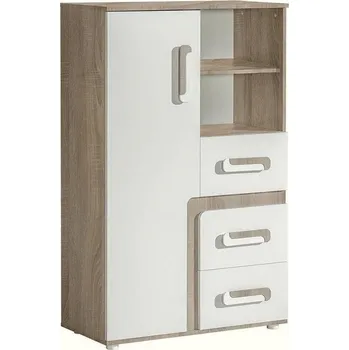 Ložnicová sestava Komoda kombinovaná APETTITA 6 dub jasný/bílá