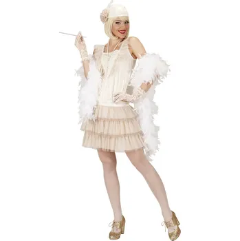 Karnevalový kostým Dámský kostým flapper béžový - M