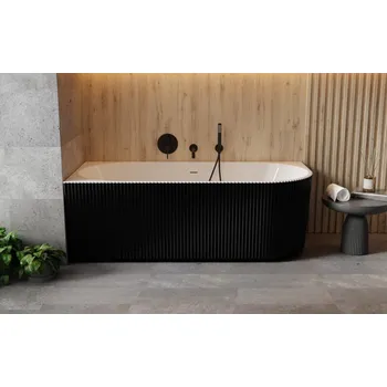 Vana BESCO - Volně stojící vana DENAYA černá/bílá, sifon se štěrbinovým přepadem - Barva - Černá / bílá, Barva sifonu - Bílá, Rozměr vany - 170 × 78 Způsob provedení - Levé VANDENA170BWLW