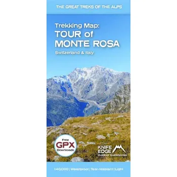 Tour of Monte Rosa trekking map - turistická mapa