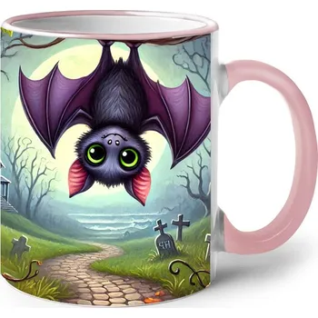 Keramický hrnek Netopýr, Barva Růžová, Velikost 330 ml, Canvas Keramický hrnek s barevným uchem Bezvatriko.cz 2737