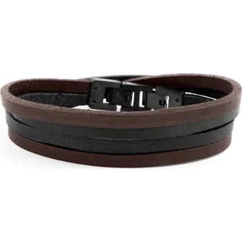 Náramek Černý a tmavý náramek Roy Double Wrap - Lucleon