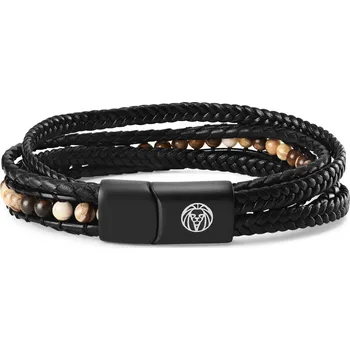 Náramek Kožený náramek Naxos Korálový nefrit - Lucleon