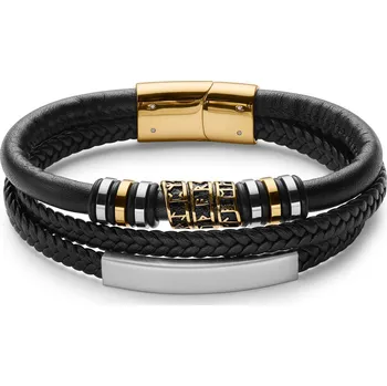 Náramek Identifikační náramek z&nbsp;umělé kůže s&nbsp;runami ve zlaté barvě - Lucleon